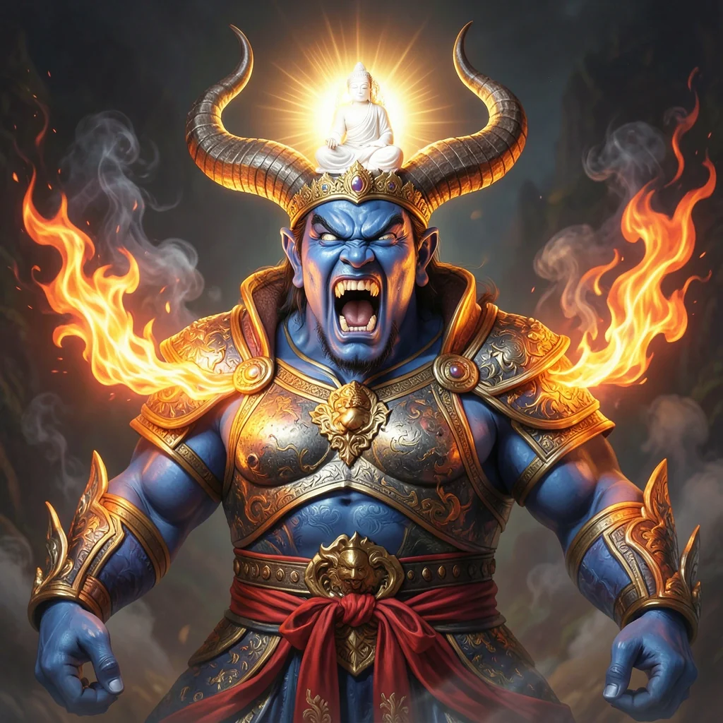 Mian Ran Da Shi (Mahāsattva mit brennendem Antlitz / Asura-Dämonenkönig mit glühendem Gesicht)